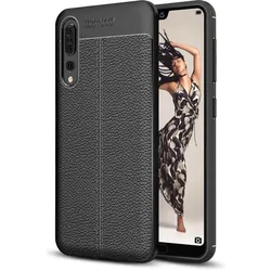 Screenguard Huawei P20 Pro Hülle Leather Design TPU Cover (Huawei P20 Pro), Smartphone Hülle, Schwarz