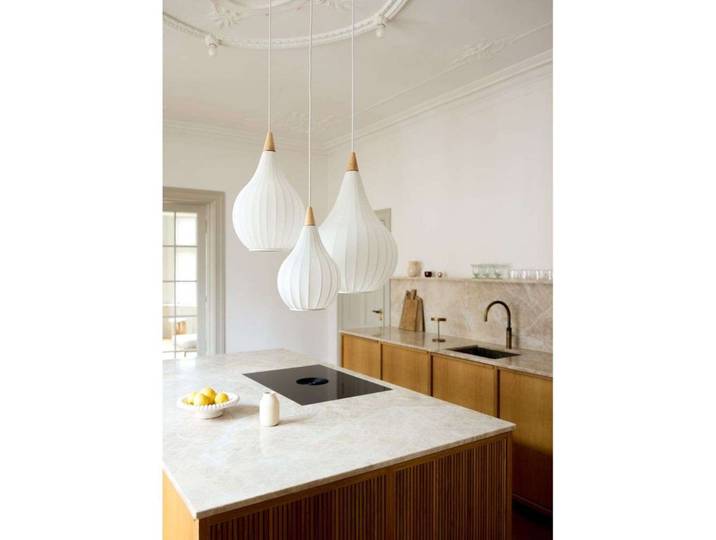 Drops Pendelleuchte Ø30 White - Halo Design - Wohnzimmer - Stoff / Textil