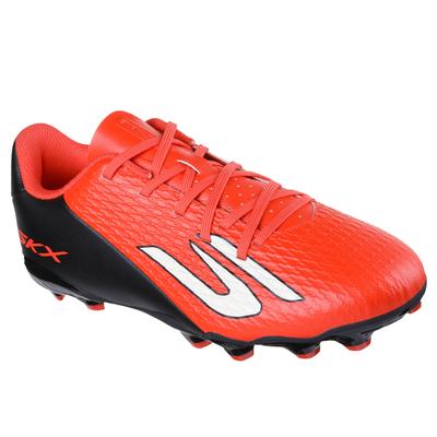 Fußballschuh SKECHERS "JR YOUTH FG, Skechers Skx_2 Jr Youth Mg", Herren, Gr. 35, rot (rdbk rot, schwarz), Lederimitat, Schuhe Fußballschuh, Kunstrasenschuh unterstützt multidirektionale Bewegungen