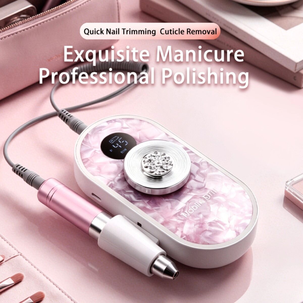 INF Aufladbare elektrische Nagelfräse mit 45 Stufen, LCD-Display, USB-C-Ladung und 15000rpm