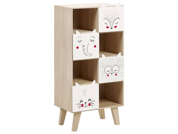 Beliani Bücherregal mit 4 Ebenen 79 cm Hellbraun Rupert, Braun, Weiß, Kiefer, 40x79x25 cm, Babymöbel & Kindermöbel, Babyzimmer, Babyregale & Kinderregale