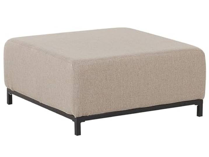 Trendy Ottomane Polsterbezug beige schwarzes Gestell indoor&Outdoor Rovigo