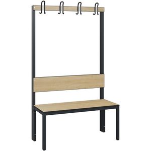 CP-Möbel Umkleidebank 8060-100, Sitzfläche Holz, 100 cm, mit Hakenleiste, eiche / anthrazit