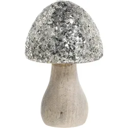 Chic Antique Deko Pilz mit glitzerndem Schirm, H15/Ø 8,5 cm natur