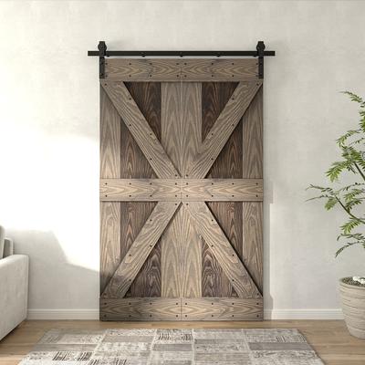 Coast Sequoia Inc Coast Sequoia 30in./36in./48in. x 80in. Embossing Pine Wood Bi-Fold Barn Door With Sliding Hardware Kit