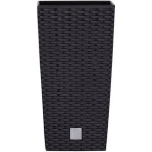 Prosperplast Rato Square Übertopf, anthrazit, 29 x 55 x 29 cm, aus Kunststoff, für innen und außen, mit Innentopf