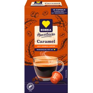Edeka Kaffeekapseln Herzstücke Caramel, 10 Kapseln, für Nespresso
