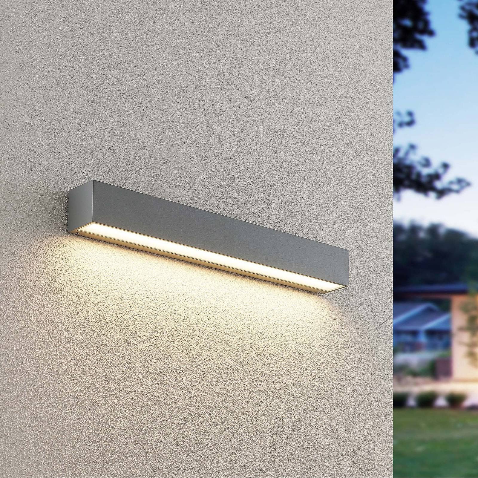 Lucande Lengo LED buitenwandlamp modern grijs aluminium