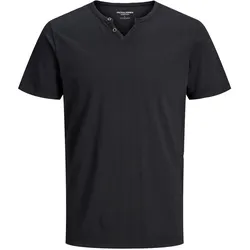 Jack & Jones Herren Rundhals T-Shirt JJESPLIT - Slim Fit - Black (12164972) - L