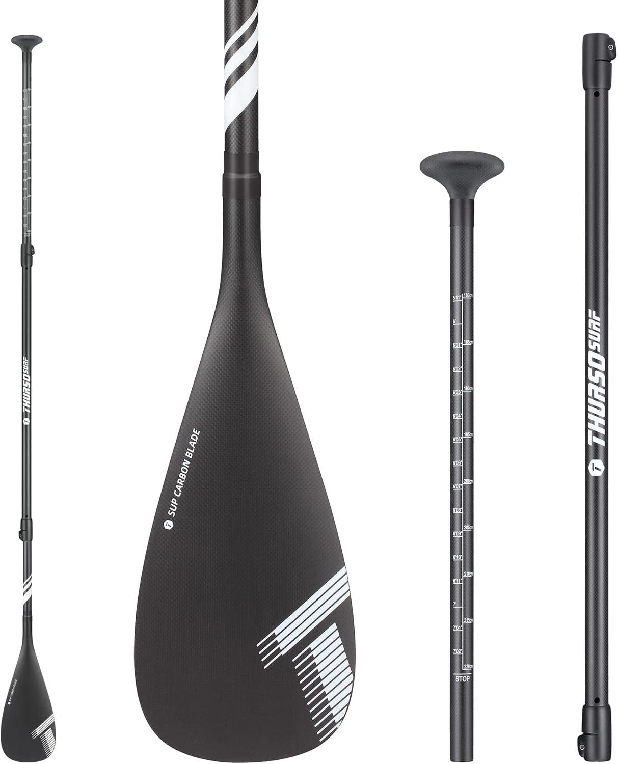 THURSO SURF Carbon Elite SUP-Paddel, Stand-Up-Paddel, Paddel, Stand-Up-Paddelbrett, Kajakpaddel, Multifunktionspaddel, Vollcarbon, 3 Stück, verstellbar, 71 Zoll