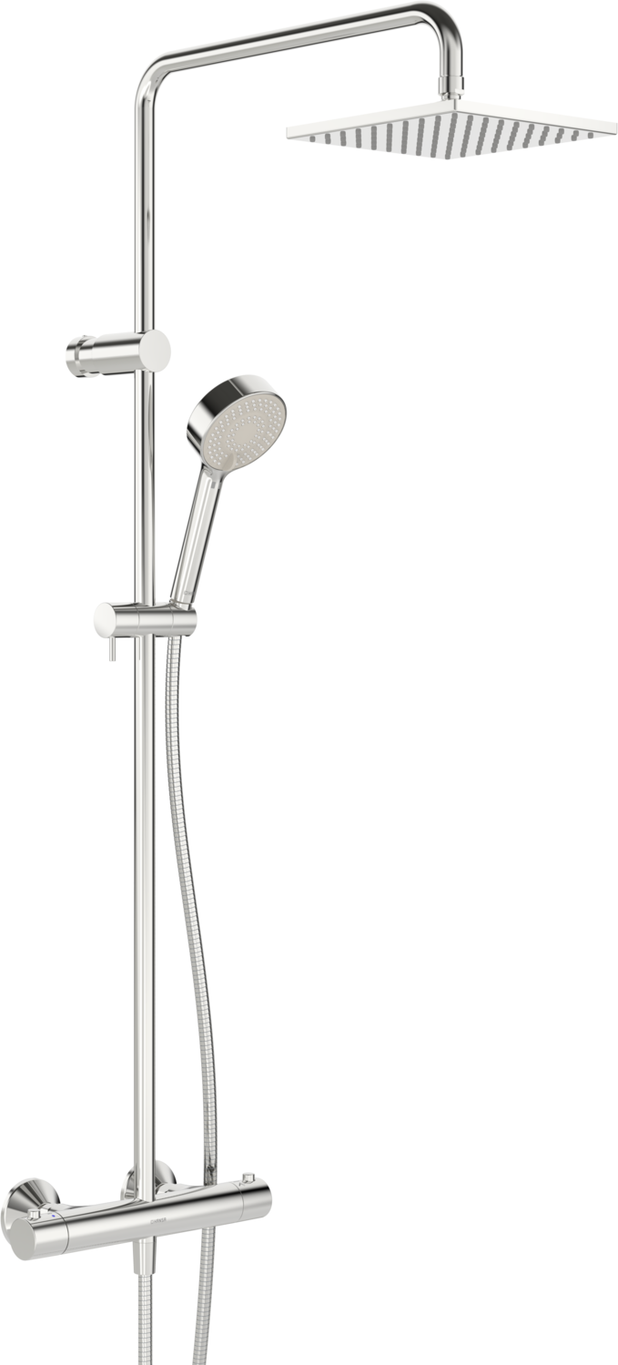 Hansaunita système de douche 58149113 AP, thermostat de douche, saillie 470-495mm, chromé
