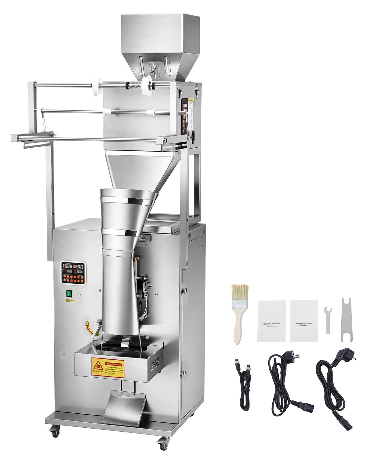 SucceBuy Pulververpackungsfüllmaschine Vollautomatische Abfüllmaschine 10-999g. Präzises Wiegen, Abfüllen & Verpacken, Edelstahl, Standgerät, Perfekt für Nüsse, Samen, Kaffeebohnen, Gewürze und Getreide