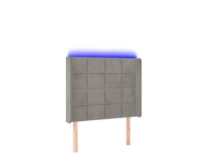 HGLADYU LED Bettkopfteil Höhenverstellbar Hellgrau Samt 93x16x118/128 cm mit Bunter Beleuchtung