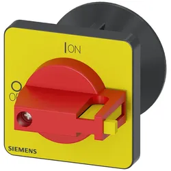 Siemens 3LD9343-5C Knebel, rot/gelb, 48x48 mm, Frontbefestigung, Zentrallochbefestigung 22,5 mm 3LD93435C