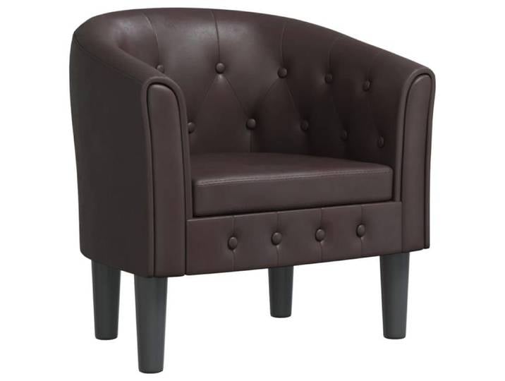 Fauteuil salon - ORVEL - Chaise cabriolet - marron - similicuir 48640