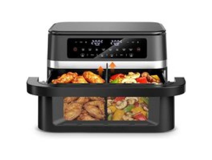 12L XXL Air Fryer Double Compartiments - 2950W Double Zones Friteuse sans Huile 8-en-1 Écran Tactile Visible fenêtre