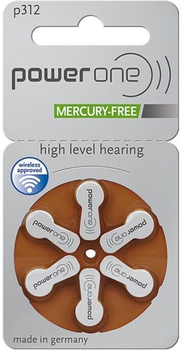 Power One Misura 312 / Pr41 / P312 - Blister Da 6 Batterie Per Protesi Acustiche
