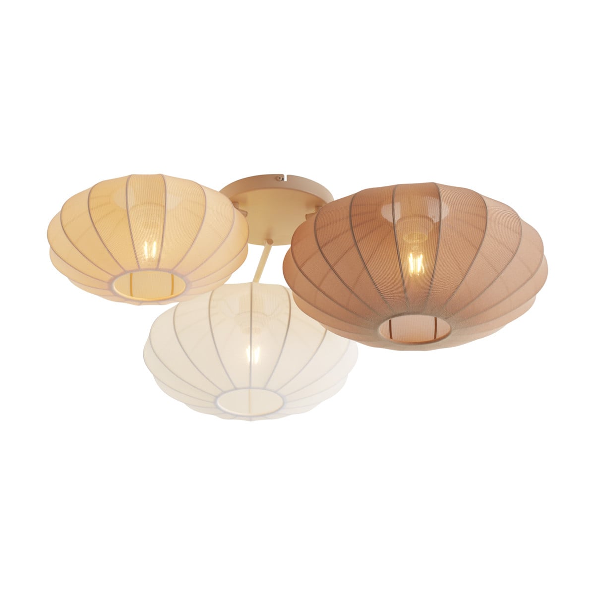 Qazqa Japandi plafondlamp Bida - 3-lichts - Wit, beige en bruin