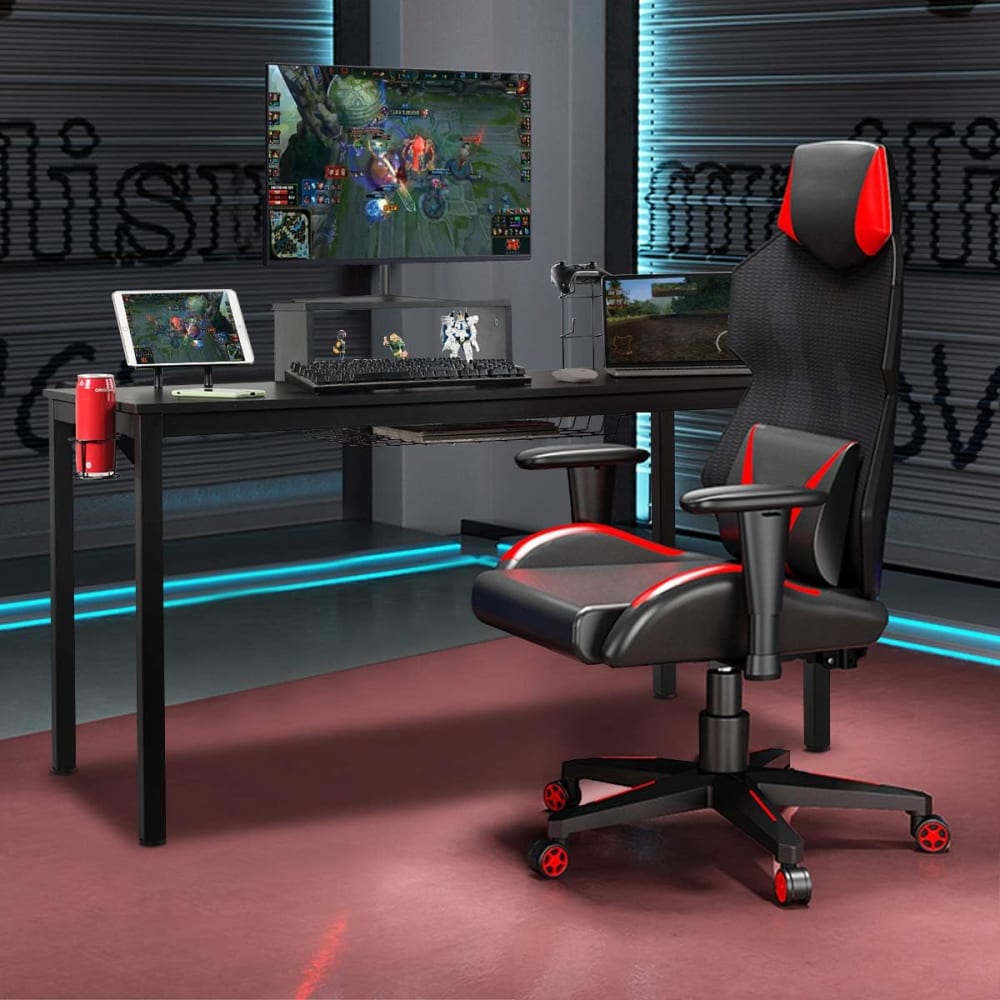 Giantex Bureau gaming noir 140x60cm Noir 140x90x60cm