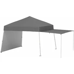 COSTWAY Pop-up-Pavillon 430x280cm, 2 Wände als Markise, tragbar, Camping, Party, Grau.
