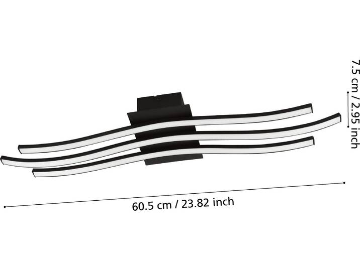 Eglo 99321 RONCADE 1 LED Plafonnier 21W 650x130mm noir blanc blanc chaud