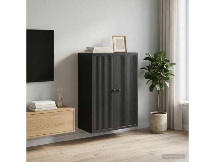 GPWERSDF Wandschrank Schwarz 66 x 34,5 x 90 cm Holzwerkstoff Vintage-Design, praktische Regale, pflegeleichte Oberfläche, platzsparendes Wandformat, langlebiger Holzwerkstoff