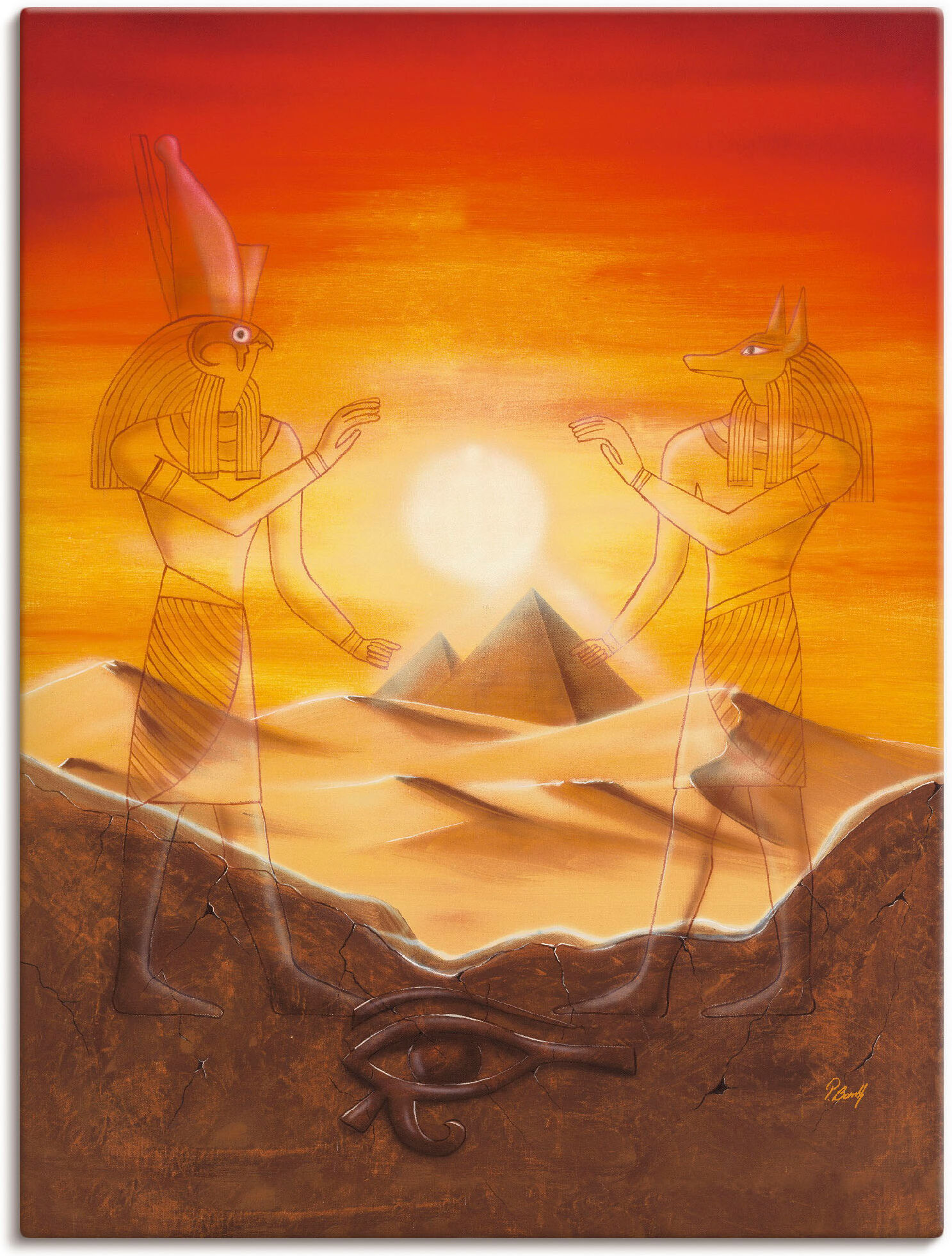 Leinwandbild ARTLAND "Ägypten", orange (farbe bild(er): orange), B:45cm H:60cm, Bilder, Leinwandbild, auf Holzrahmen gespannt farbe bild(er): orange B/H/T: 45cm x 60cm, Leinwandbild Afrika, 1 Stk.