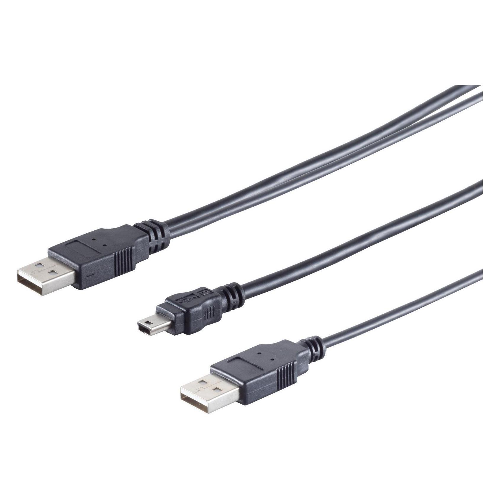 Shiverpeaks USB Kabel mini B -> 2x A St/St 1.00m sw Y-Kabel (1 m, USB 2.0) (77151)