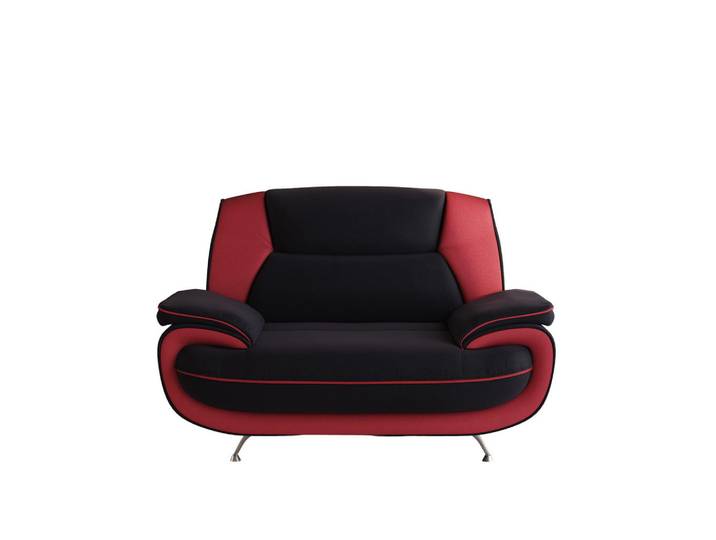 Kaiser Möbel Sessel, Stoff Soft, Schwarz + Rot, Palermo, Holz, 128x89x87 cm, Wohnzimmer, Sessel, Polstersessel