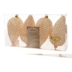 Kaemingk Christbaumschmuck Zapfen bruchfest Ø 7 cm H 12 cm 4 Stück weiß