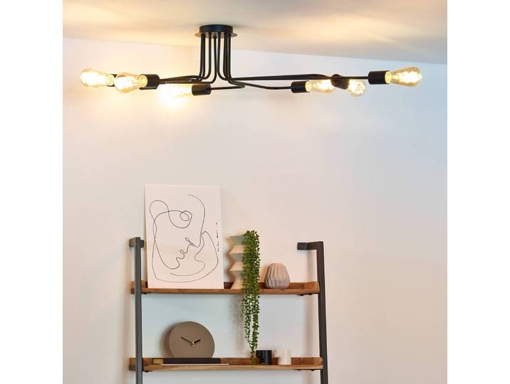 Lucide Deckenlampe Lester, dimmbar, schwarz, für Wohn- / Esszimmer, Metall, Modern, Deckenlampe