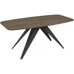 ESSTISCH Ferini, Ovaler Tisch mit Ausziehfunktion, 160-200x80 cm, Schwarz+Wallnuss Franklin Tobacco