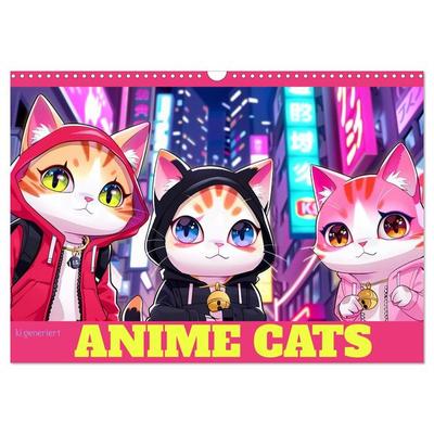Anime Cats (Wandkalender 2026 DIN A3 quer), CALVENDO Monatskalender