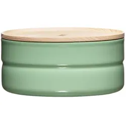 Riess Emaille Vorratsdose mit Eschenholzdeckel Ø13cm 0,5L Green Emaille