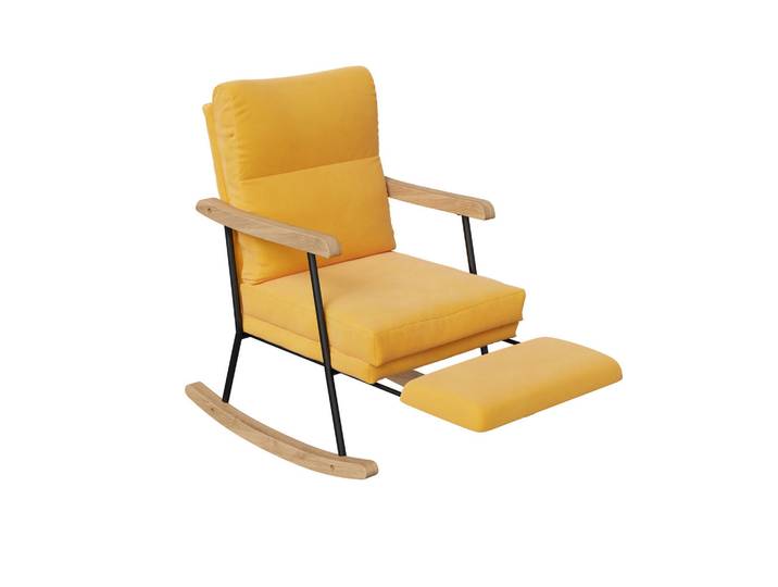 Shopentra Relaxschwingsessel stabil geräuscharm Wohnzimmer, Gelb, Holz, 64.5x94x97.5 cm, Wohnzimmer, Sessel, Schaukelstühle