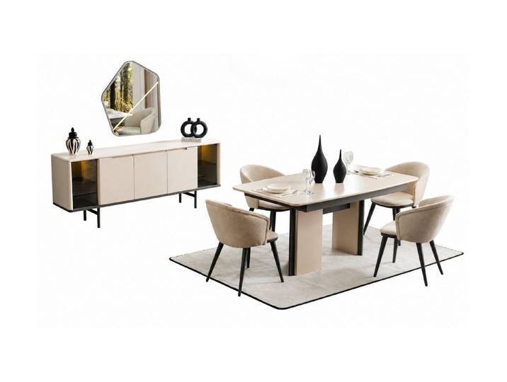 Villa Möbel Esszimmer-Set Sterna, (Esszimmer-Set, 8-St., Esstisch, Sideboard und 6 Stühle), Esstisch mit Stühlen und Sideboard für Essen und Stauraum