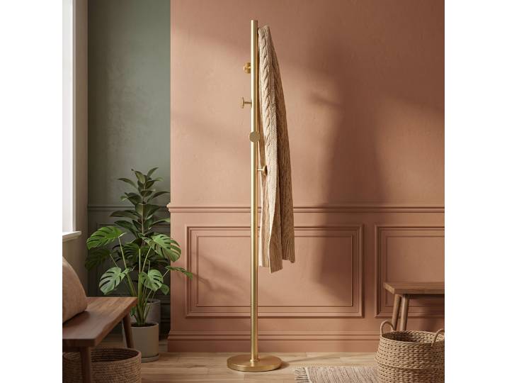 Porte-manteau sur pied 5 patères Kimi Doré