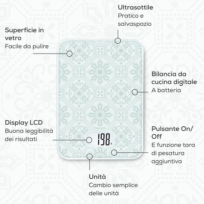 BEURER Bilancia Da Cucina Ks 19 Vintage-bianco E Azzurro