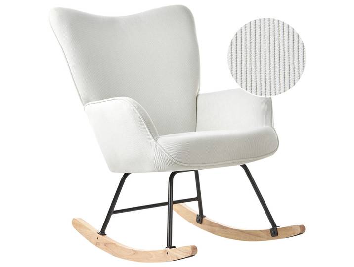 Beliani Schaukelsessel Cremeweiß Arset, Weiß, Schwarz, Braun, 71x104x83 cm, Wohnzimmer, Sessel, Relaxsessel
