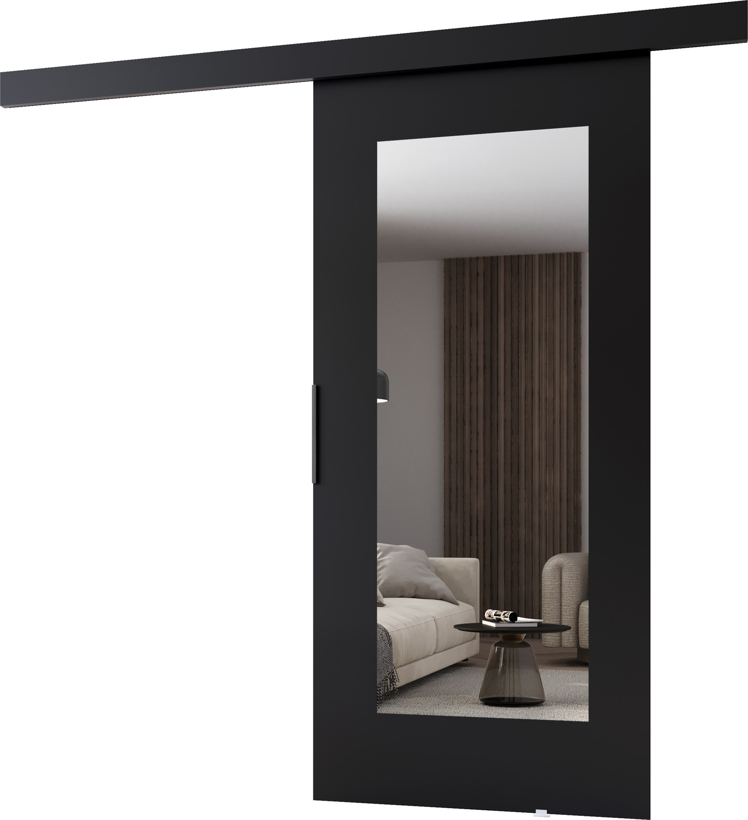 Minio Schuifdeur CLEAN I met spiegel, binnendeur, breedte: 76 cm, zwart