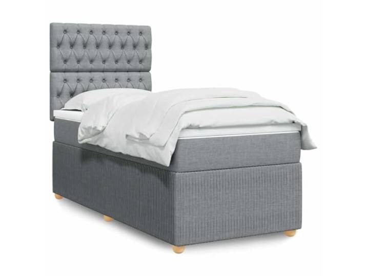 Owoxanthellate Boxspringbett 100x200 cm Hellgrau Stoff Taschenfederkern Matratze Kopfteil höhenverstellbar Modernes Schlafsofa Design für Schlafzimmer Gästezimmer Jugendzimmer