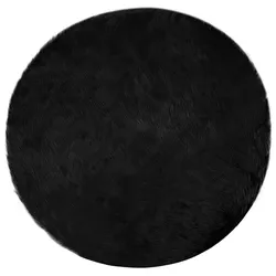 vidaXL Kunstschaffell Teppich Tafalla Schwarz Ø 80 cm Polyester