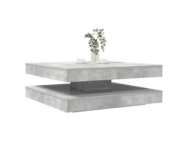 HEFZGDB Drehbarer Couchtisch Betongrau 90x90x34,5 cm mit 360-Grad Rotation und Stauraum für Wohnzimmer, moderner Beistelltisch aus robustem Holzwerkstoff