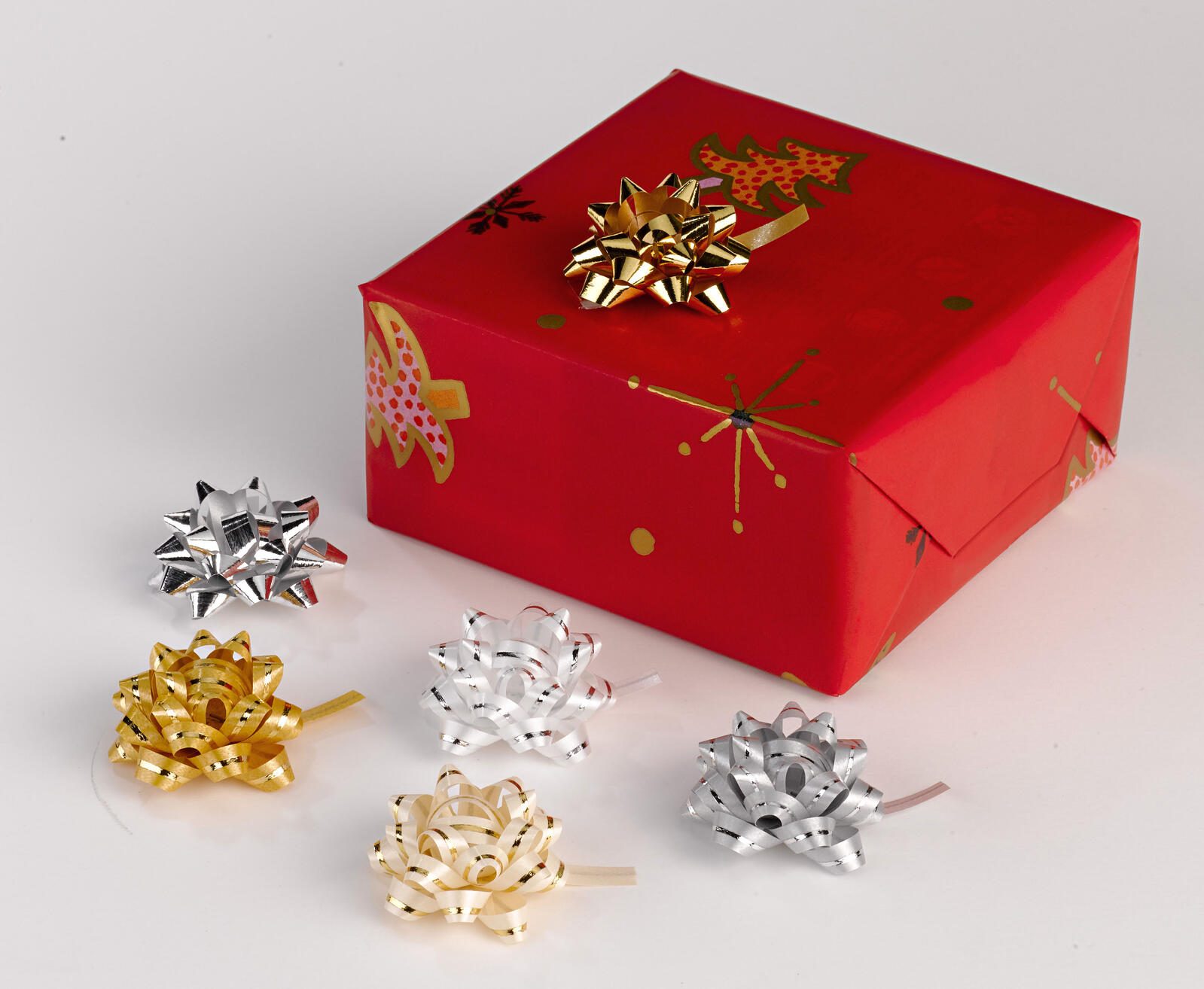 PRÄSENT Geschenk-Schleifen 5 mm x 0.95 m silber/gold 1925-341