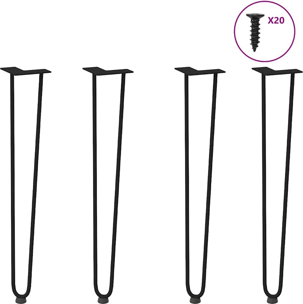 vidaXL Pieds en épingle à cheveux pour consoles 4 pièces noir 72 cm