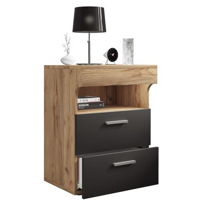 Nachttisch VCM "Holz Nachttisch Nachtschrank Schublade Slepal L", schwarz (honig, eiche, anthrazit), B:45cm T:39cm, Tische, Nachttisch