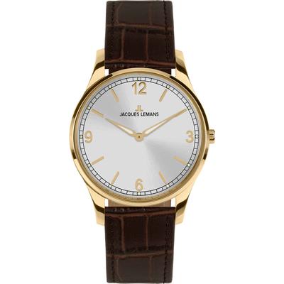 Quarzuhr JACQUES LEMANS "London", braun (dunkelbraun), Armbanduhren, Damen, Quarzuhr, Armbanduhr, Damenuhr, Lederarmband, gehärtetes Crystexglas
