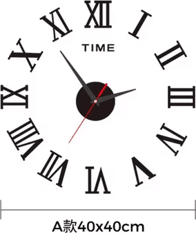 Uplift Curations Large 3D DIY Wall Sticker Clock Modern Frameless Silent Home Decor roman Num black