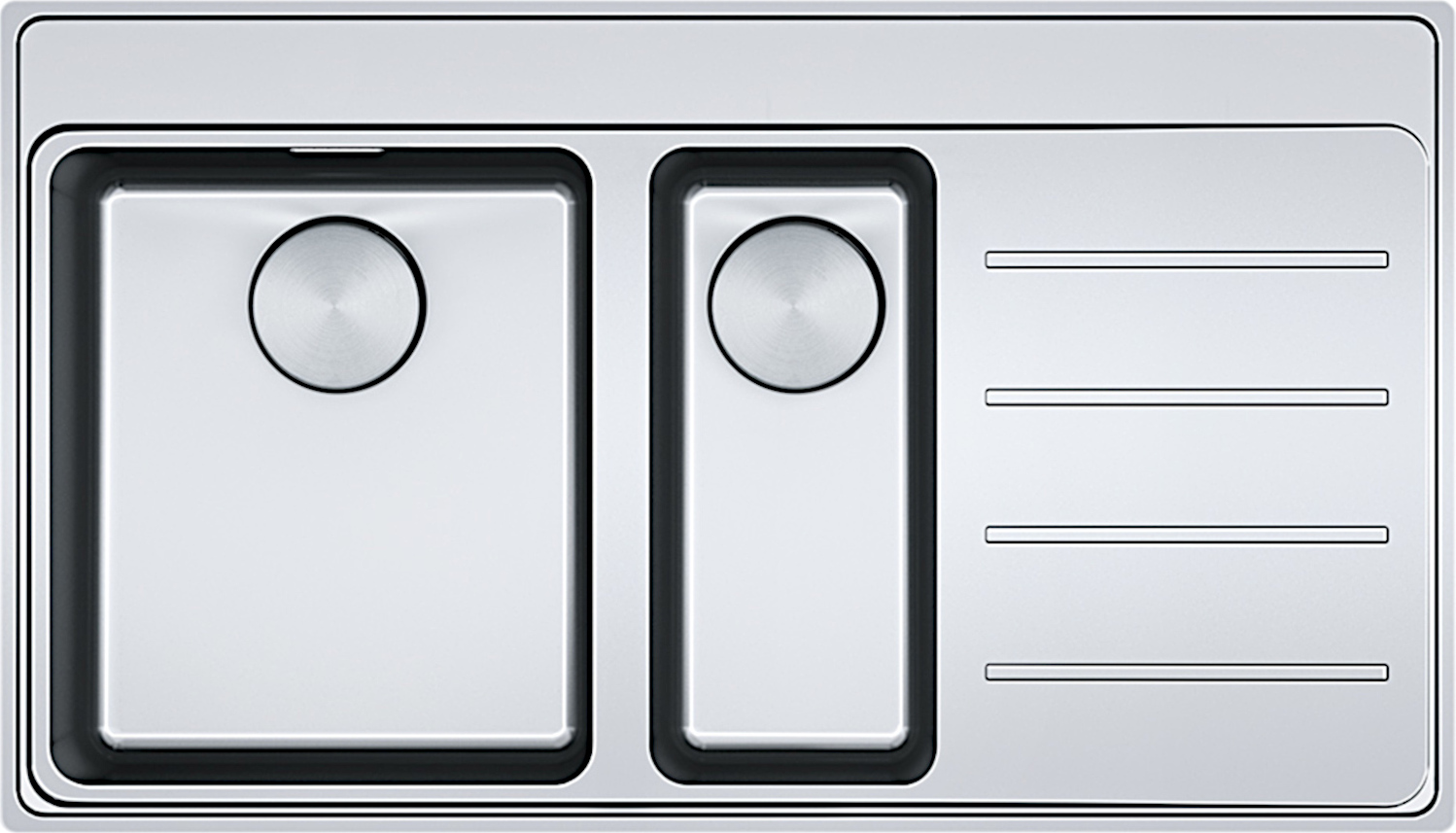 FRANKE Spüle MYTHOS MYX 251 A - Becken links - mit Druckknopfventil / Edelstahlspüle / Slimtop / Flächenbündig