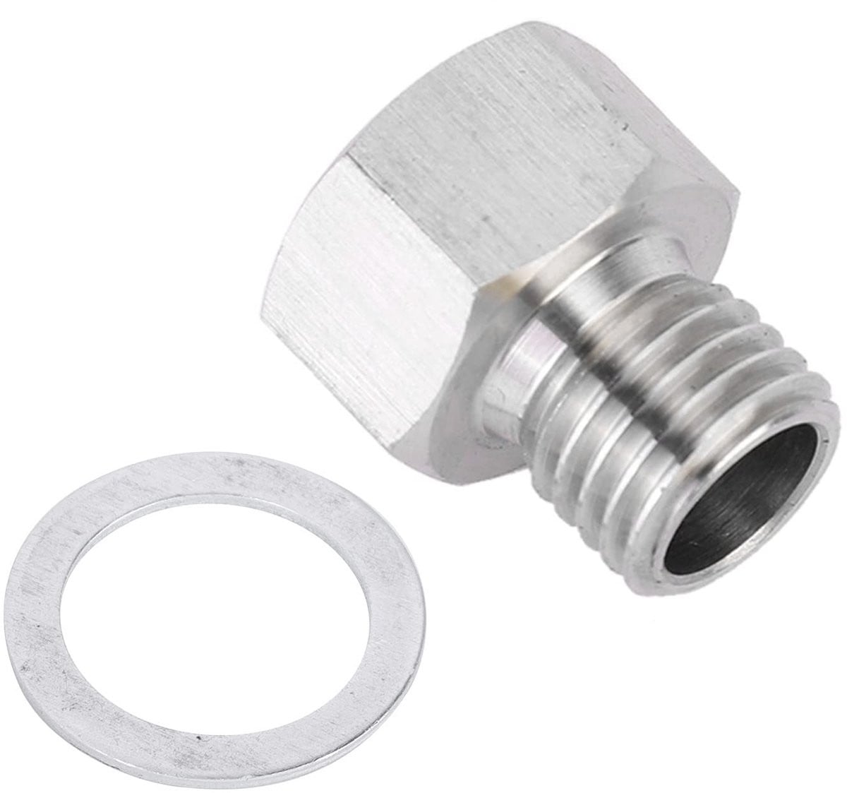 Dailygoody Fitting Adapter 1/8 Inch Vrouwelijk naar Metrisch M12X1.5 Mannelijk - Aluminium - Zilver